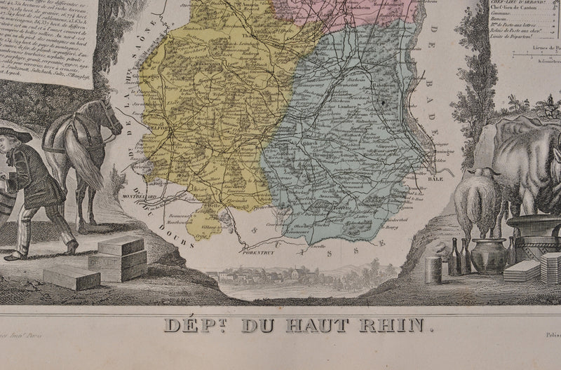 Victor LEVASSEUR : France, Carte ancienne du Haut Rhin, Gravure originale (photo de détail 3) - Crédit photo : Galerie Art.Paris