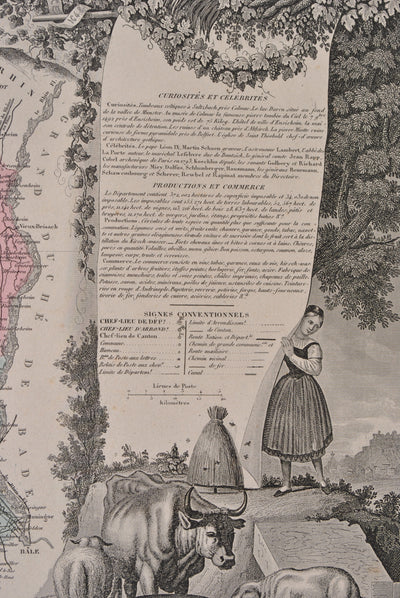 Victor LEVASSEUR : France, Carte ancienne du Haut Rhin, Gravure originale (photo de détail 7) - Crédit photo : Galerie Art.Paris