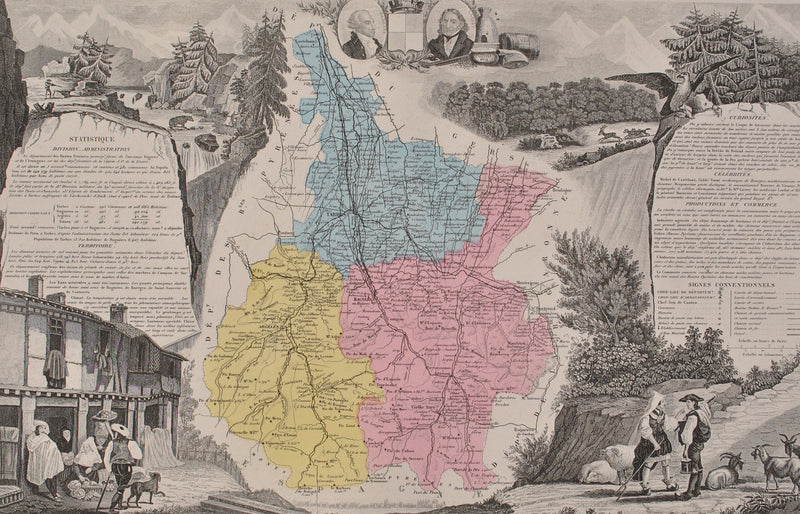 Victor LEVASSEUR : France, Carte ancienne des Hautes Pyrénées, Gravure originale (photo de détail 2) - Crédit photo : Galerie Art.Paris