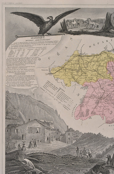 Victor LEVASSEUR : France, Carte ancienne des Hautes Pyrénées, Gravure originale (photo de détail 4) - Crédit photo : Galerie Art.Paris