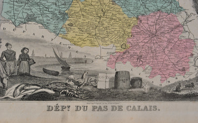 Victor LEVASSEUR : France, Carte ancienne du Pas de Calais, Gravure originale (photo de détail 3) - Crédit photo : Galerie Art.Paris