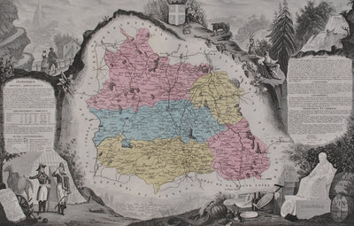 Victor LEVASSEUR : France, Carte ancienne du Puy de Dôme, Gravure originale (photo de détail 2) - Crédit photo : Galerie Art.Paris