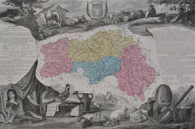 Victor LEVASSEUR : France, Carte ancienne de l'Orne, Gravure originale (photo de détail 2) - Crédit photo : Galerie Art.Paris