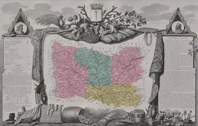 Victor LEVASSEUR : France, Carte ancienne de l'Oise, Gravure originale (photo de détail 2) - Crédit photo : Galerie Art.Paris