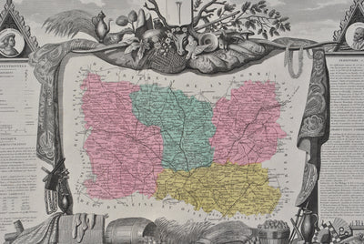 Victor LEVASSEUR : France, Carte ancienne de l'Oise, Gravure originale (photo de détail 6) - Crédit photo : Galerie Art.Paris