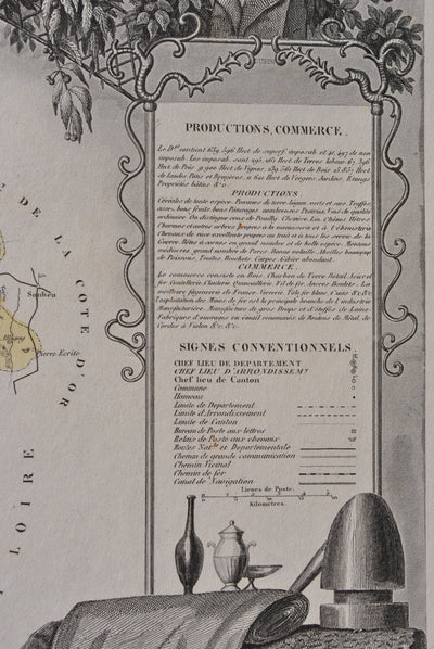 Victor LEVASSEUR : France, Carte ancienne de la Nièvre, Gravure originale (photo de détail 6) - Crédit photo : Galerie Art.Paris