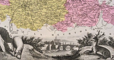 Victor LEVASSEUR : France, Carte ancienne de la Moselle, Gravure originale (photo de détail 3) - Crédit photo : Galerie Art.Paris