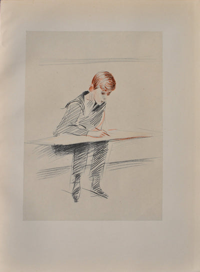 Paul César HELLEU : Le petit dessinateur, Héliogravure original (vue générale) - Crédit photo : Galerie Art.Paris