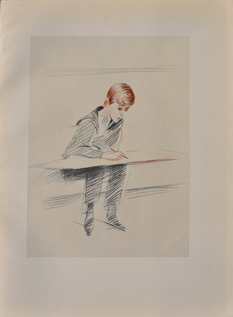 Paul César HELLEU : Le petit dessinateur, Héliogravure original (vue générale) - Crédit photo : Galerie Art.Paris