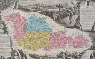 Victor LEVASSEUR : France, Carte ancienne de la Moselle, Gravure originale (photo de détail 6) - Crédit photo : Galerie Art.Paris