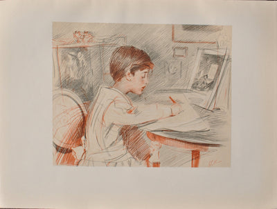 Paul César HELLEU : Jeune garçon sérieux, Héliogravure originale (vue générale) - Crédit photo : Galerie Art.Paris