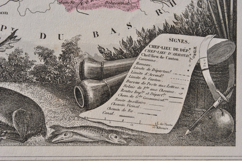 Victor LEVASSEUR : France, Carte ancienne de la Moselle, Gravure originale (photo de détail 9) - Crédit photo : Galerie Art.Paris