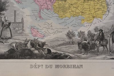 Victor LEVASSEUR : France, Carte ancienne du Morbihan, Gravure originale (photo de détail 2) - Crédit photo : Galerie Art.Paris