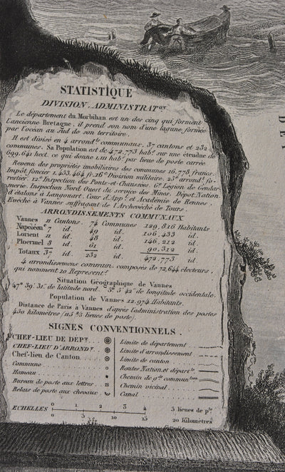 Victor LEVASSEUR : France, Carte ancienne du Morbihan, Gravure originale (photo de détail 6) - Crédit photo : Galerie Art.Paris