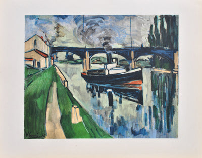 Maurice DE VLAMINCK : La Seine à Poissy, Lithographie originale (vue générale) - Crédit photo : Galerie Art.Paris