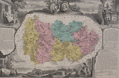 Victor LEVASSEUR : France, Carte ancienne de la Meurthe, Gravure originale (photo de détail 2) - Crédit photo : Galerie Art.Paris