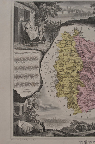 Victor LEVASSEUR : France, Carte ancienne de la Meurthe, Gravure originale (photo de détail 4) - Crédit photo : Galerie Art.Paris