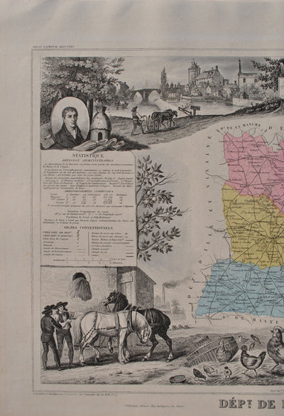 Victor LEVASSEUR : France, Carte ancienne de la Mayenne, Gravure originale (photo de détail 4) - Crédit photo : Galerie Art.Paris