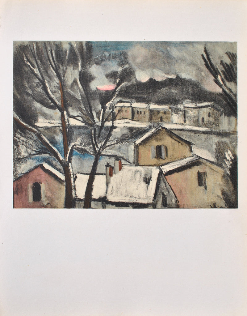 Maurice DE VLAMINCK : Paysage en hiver, Lithographie originale (vue générale) - Crédit photo : Galerie Art.Paris