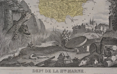 Victor LEVASSEUR : France, Carte ancienne de la Haute Marne, Gravure originale (photo de détail 3) - Crédit photo : Galerie Art.Paris