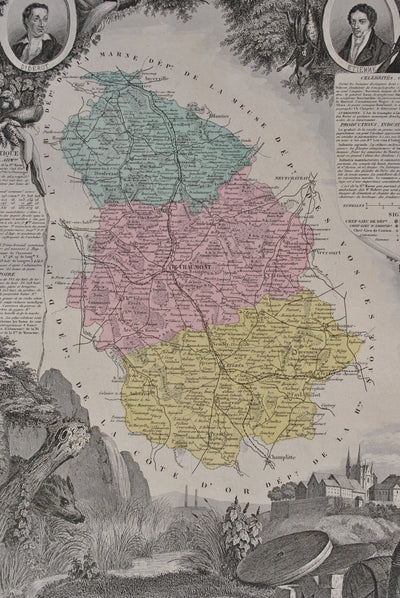 Victor LEVASSEUR : France, Carte ancienne de la Haute Marne, Gravure originale (photo de détail 4) - Crédit photo : Galerie Art.Paris