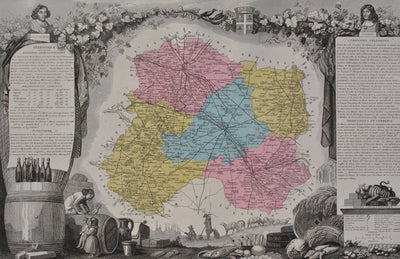 Victor LEVASSEUR : France, Carte ancienne de la Marne, Gravure originale (photo de détail 2) - Crédit photo : Galerie Art.Paris