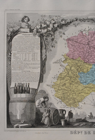 Victor LEVASSEUR : France, Carte ancienne de la Marne, Gravure originale (photo de détail 4) - Crédit photo : Galerie Art.Paris