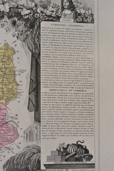 Victor LEVASSEUR : France, Carte ancienne de la Marne, Gravure originale (photo de détail 8) - Crédit photo : Galerie Art.Paris