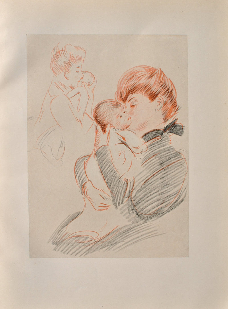 Paul César HELLEU : Caresses maternelles, Héliogravure originale (vue générale) - Crédit photo : Galerie Art.Paris