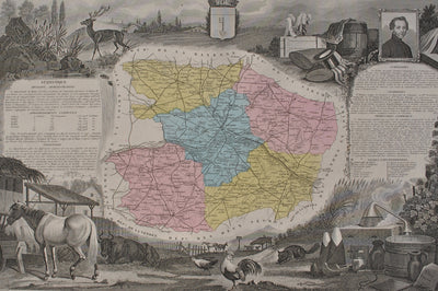 Victor LEVASSEUR : France, Carte ancienne du Maine et Loire, Gravure originale (photo de détail 2) - Crédit photo : Galerie Art.Paris