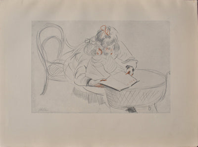 Paul César HELLEU : La lecture, Héliogravure originale (vue générale) - Crédit photo : Galerie Art.Paris