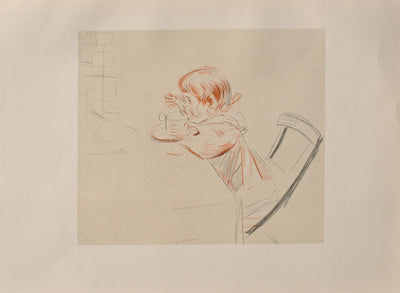 Paul César HELLEU : L'enfant attablé, Héliogravure originale (vue générale) - Crédit photo : Galerie Art.Paris