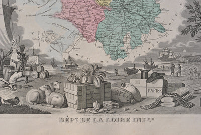 Victor LEVASSEUR : France, Carte ancienne de la Loire Inférieure, Gravure originale (photo de détail 3) - Crédit photo : Galerie Art.Paris