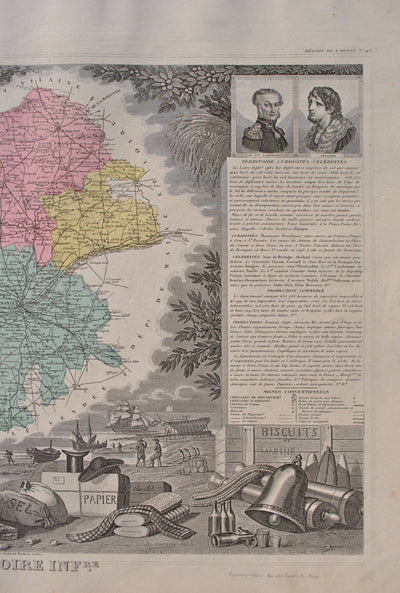 Victor LEVASSEUR : France, Carte ancienne de la Loire Inférieure, Gravure originale (photo de détail 5) - Crédit photo : Galerie Art.Paris