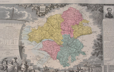 Victor LEVASSEUR : France, Carte ancienne de la Loire Inférieure, Gravure originale (photo de détail 6) - Crédit photo : Galerie Art.Paris