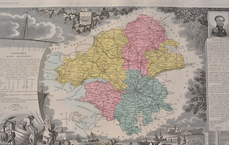 Victor LEVASSEUR : France, Carte ancienne de la Loire Inférieure, Gravure originale (photo de détail 6) - Crédit photo : Galerie Art.Paris