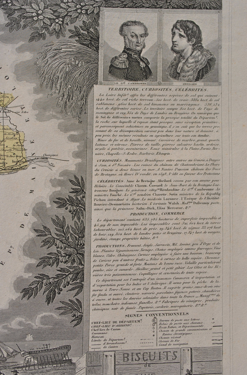 Victor LEVASSEUR : France, Carte ancienne de la Loire Inférieure, Gravure originale (photo de détail 8) - Crédit photo : Galerie Art.Paris