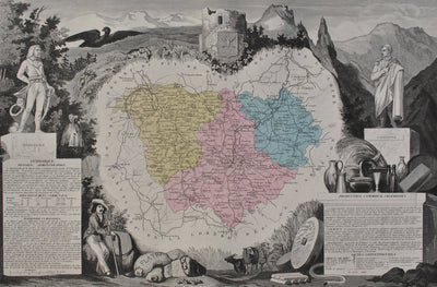 Victor LEVASSEUR : France, Carte ancienne de la Haute Loire, Gravure originale (photo de détail 2) - Crédit photo : Galerie Art.Paris