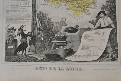 Victor LEVASSEUR : France, Carte ancienne de la Loire, Gravure originale (photo de détail 3) - Crédit photo : Galerie Art.Paris