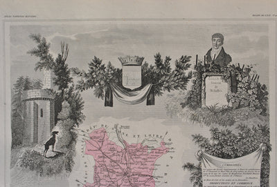 Victor LEVASSEUR : France, Carte ancienne de la Loire, Gravure originale (photo de détail 4) - Crédit photo : Galerie Art.Paris