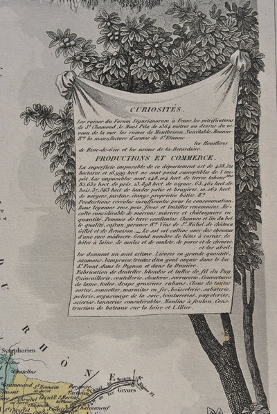 Victor LEVASSEUR : France, Carte ancienne de la Loire, Gravure originale (photo de détail 7) - Crédit photo : Galerie Art.Paris