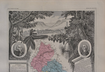 Victor LEVASSEUR : France, Carte ancienne du Jura, Gravure originale (photo de détail 5) - Crédit photo : Galerie Art.Paris