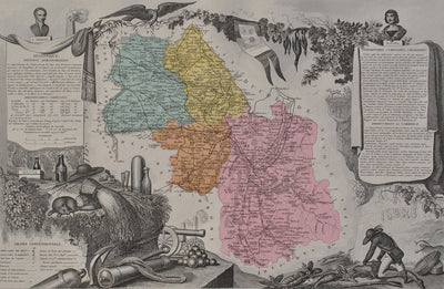 Victor LEVASSEUR : France, Carte ancienne de L'Isère, Gravure originale (photo de détail 2) - Crédit photo : Galerie Art.Paris