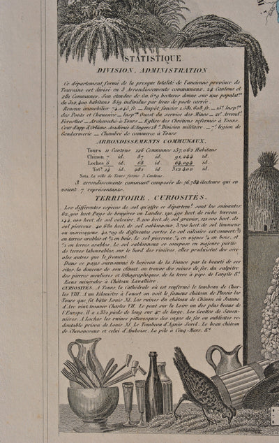 Victor LEVASSEUR : France, Carte ancienne de L'Indre et Loire, Gravure originale (photo de détail 6) - Crédit photo : Galerie Art.Paris