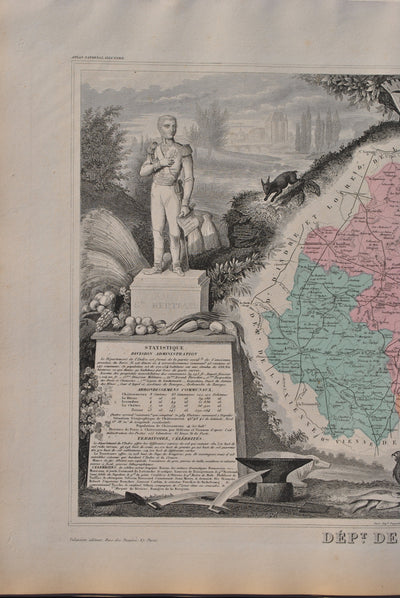 Victor LEVASSEUR : France, Carte ancienne de L'Indre, Gravure originale (photo de détail 4) - Crédit photo : Galerie Art.Paris