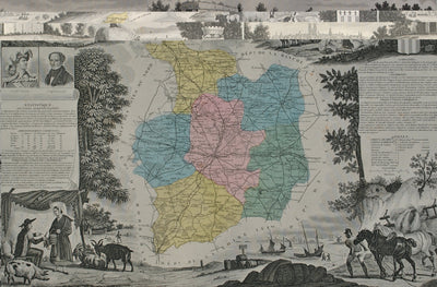 Victor LEVASSEUR : France, Carte ancienne d'Ille et Vilaine, Gravure originale (photo de détail 2) - Crédit photo : Galerie Art.Paris