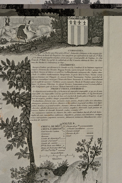 Victor LEVASSEUR : France, Carte ancienne d'Ille et Vilaine, Gravure originale (photo de détail 6) - Crédit photo : Galerie Art.Paris