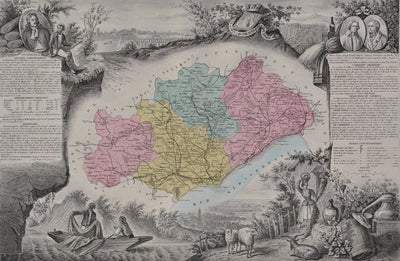 Victor LEVASSEUR : France, Carte ancienne de l'Hérault, Gravure originale (photo de détail 2) - Crédit photo : Galerie Art.Paris