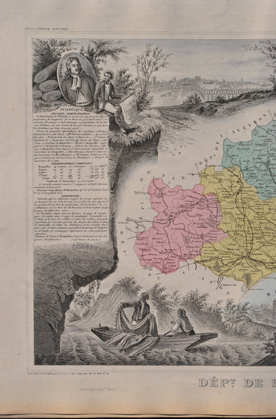 Victor LEVASSEUR : France, Carte ancienne de l'Hérault, Gravure originale (photo de détail 4) - Crédit photo : Galerie Art.Paris