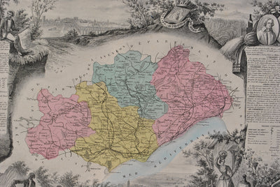 Victor LEVASSEUR : France, Carte ancienne de l'Hérault, Gravure originale (photo de détail 8) - Crédit photo : Galerie Art.Paris